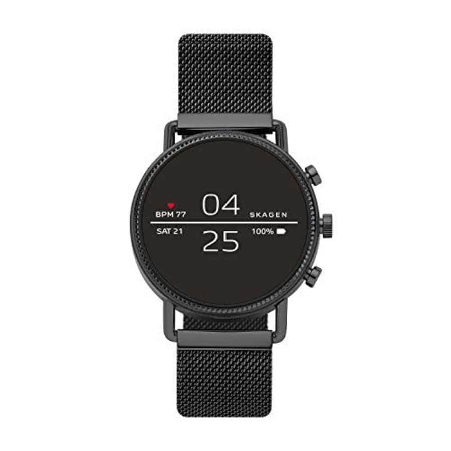 Skagen Connected Falster 2 Stainless Steel Magnetic Mesh Touchscreen Smartwatch, Color: Black for $190