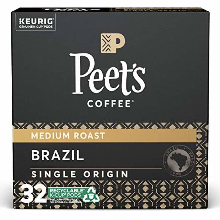 Peet's Peets Coffee Single Origin Brazil K-Cup Coffee Pods for Keurig Brewers, Medium Roast, 32 Pods for $33 Peet's Peets Coffee Single Origin Brazil K-Cup Coffee Pods for Keurig Brewers, Medium Roast, 32 Pods for $33