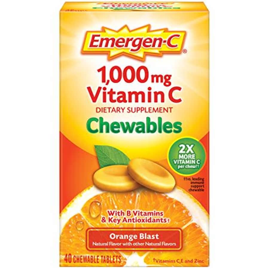 Emergen-C Chewable Vitamin C 1000mg, With B Vitamins And Antioxidants Tablet (40 Count, Orange for $13 Emergen-C Chewable Vitamin C 1000mg, With B Vitamins And Antioxidants Tablet (40 Count, Orange for $13