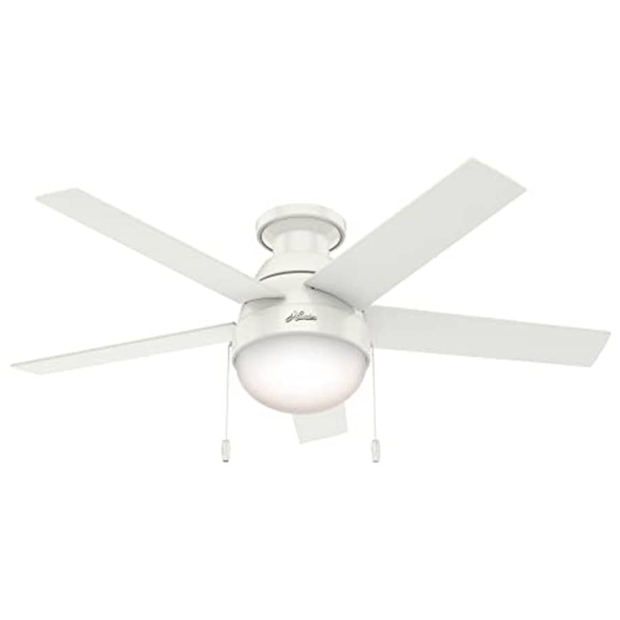Hunter Anslee Indoor Low Profile Ceiling Fan with LED Light and Pull Chain Control, 46", White for $104