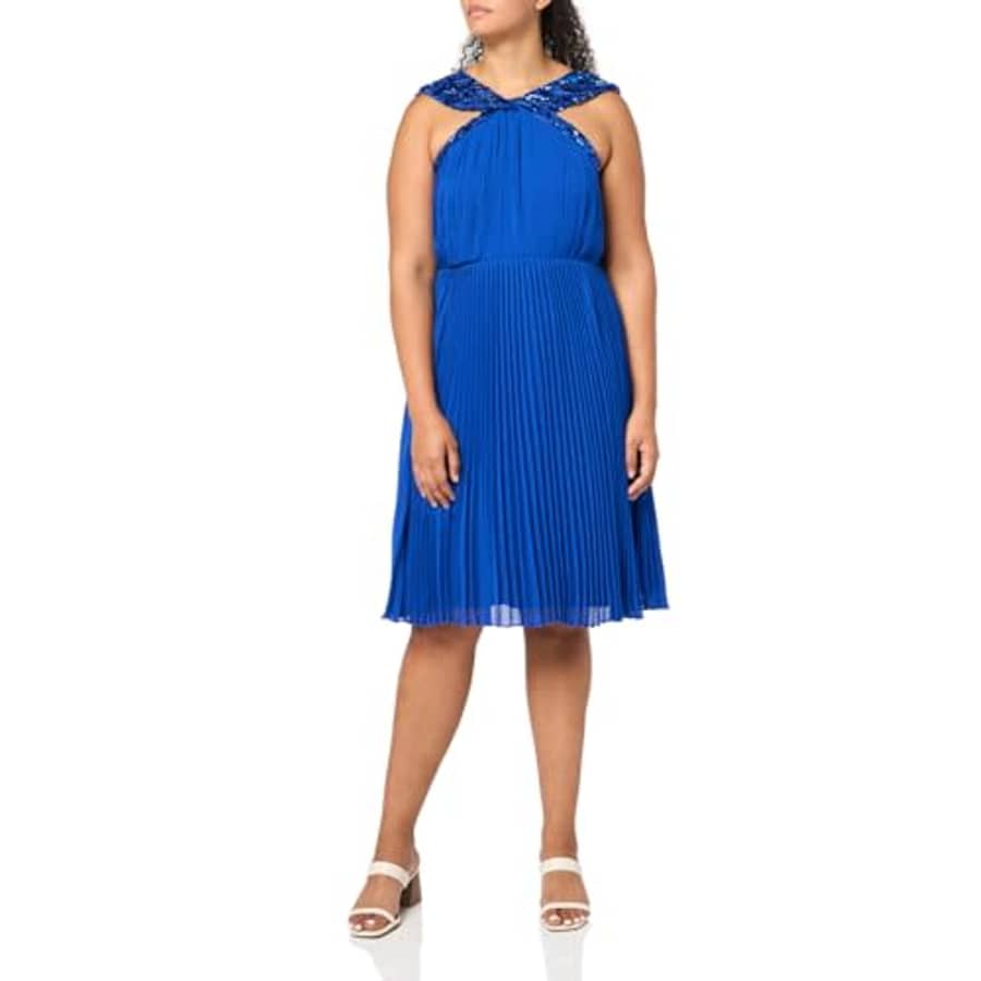 Adrianna Papell Studio Women's Bead Mesh Godet Gown, Brilliant Sapphire, 12 for $135