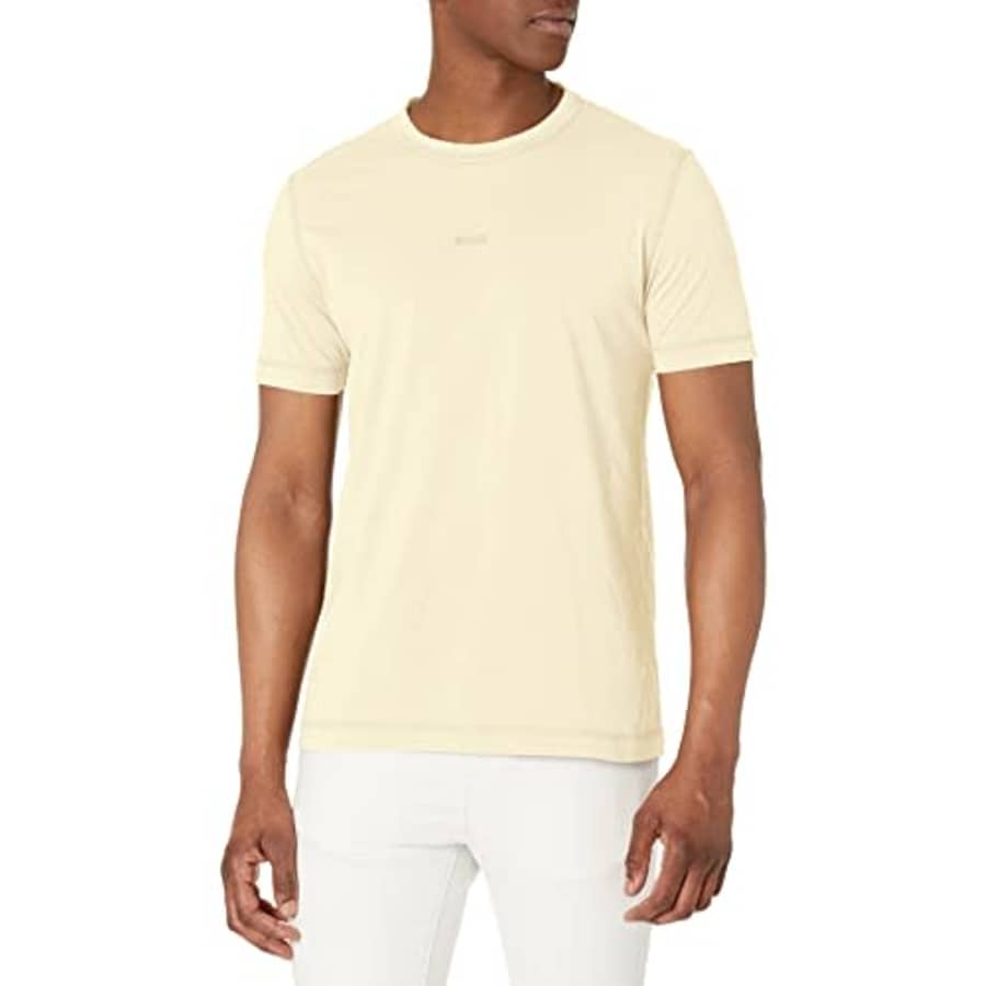 BOSS Men's Tokks Center Logo Regular Fit T-Shirt, Creamy Oat Yellow, XXL for $40 BOSS Men's Tokks Center Logo Regular Fit T-Shirt, Creamy Oat Yellow, XXL for $40