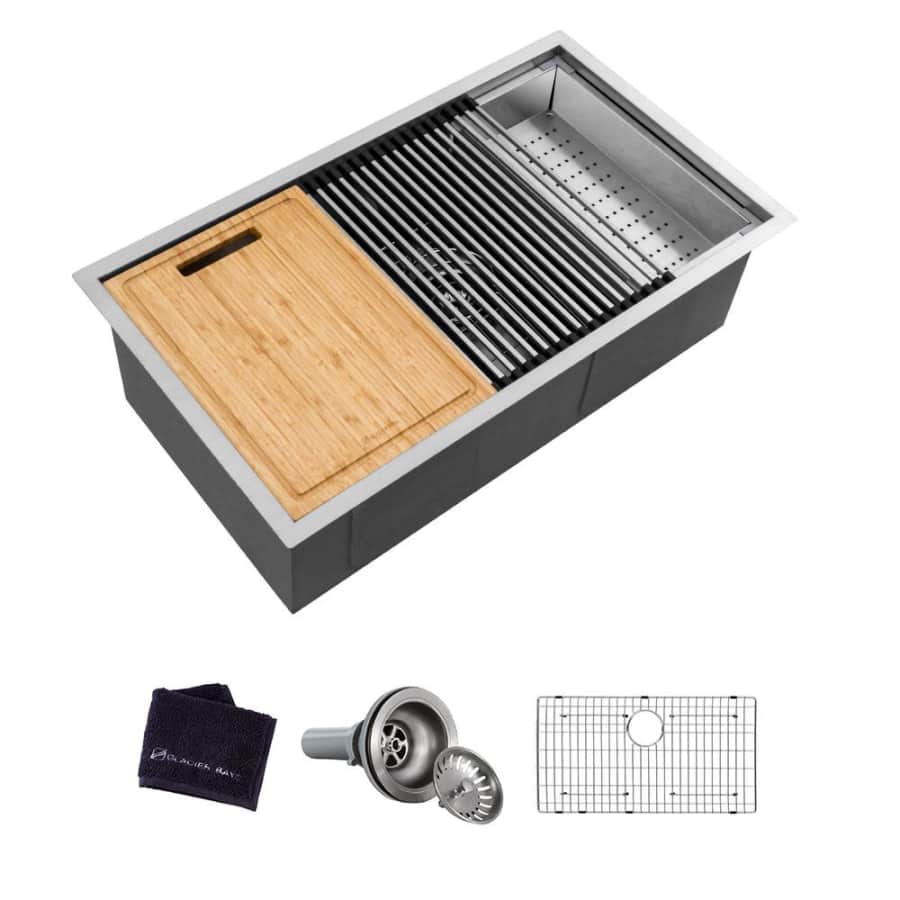 Glacier Bay Undermount Stainless Steel Kitchen Workstation Sink for $187 Glacier Bay Undermount Stainless Steel Kitchen Workstation Sink for $187