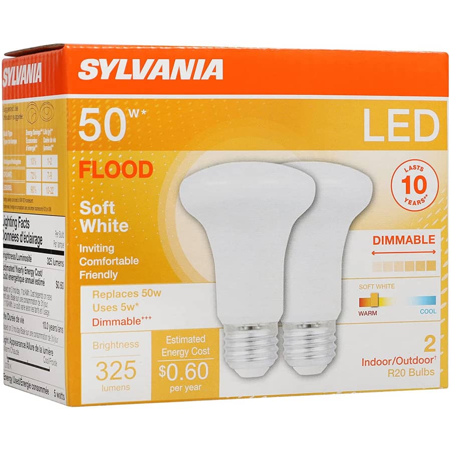 Sylvania LED Flood R20 Light Bulb 2-Pack for $3 Sylvania LED Flood R20 Light Bulb 2-Pack for $3