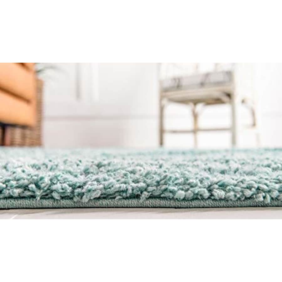 Unique Loom Davos Shag Collection Contemporary Soft Cozy Solid Shag Aqua Area Rug (4' 0 x 6' 0) for $58 Unique Loom Davos Shag Collection Contemporary Soft Cozy Solid Shag Aqua Area Rug (4' 0 x 6' 0) for $58
