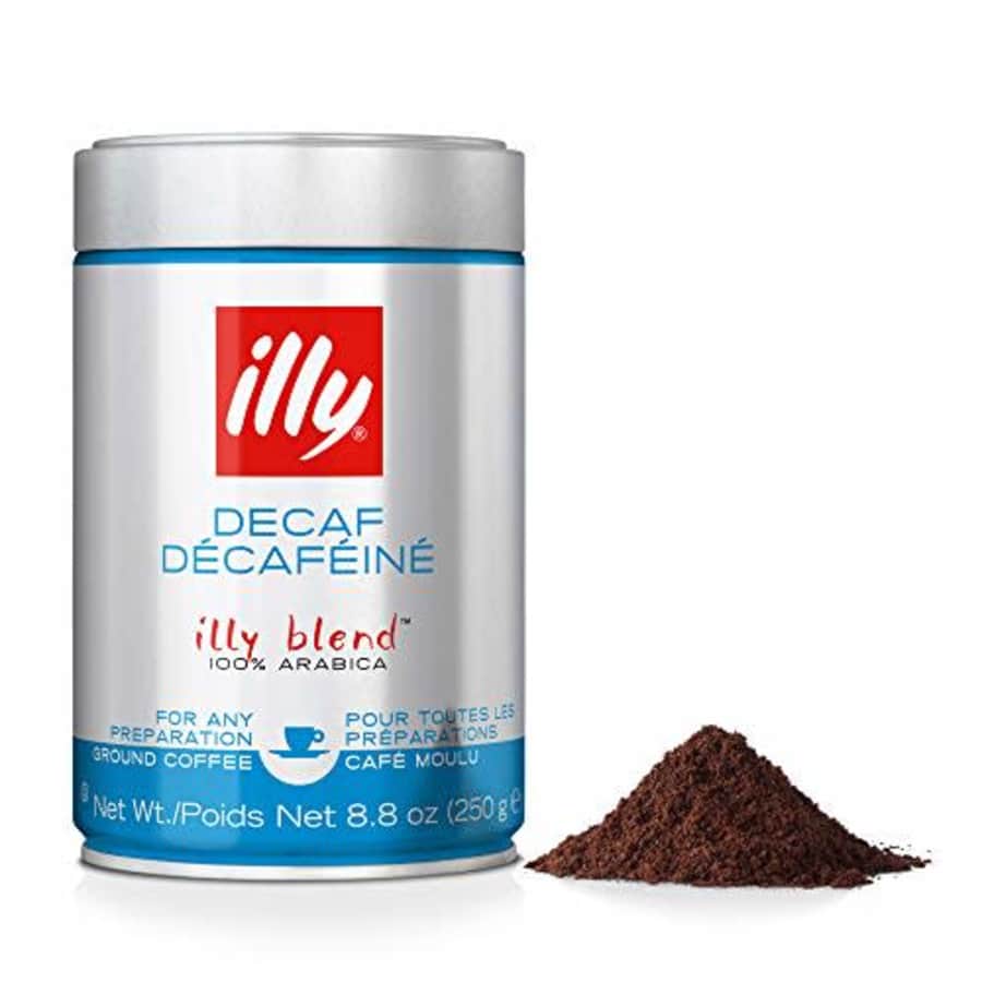 illy Decaffeinated Ground Espresso Coffee, Classic Medium Roast with Notes of Toasted Bread, 100% for $21 illy Decaffeinated Ground Espresso Coffee, Classic Medium Roast with Notes of Toasted Bread, 100% for $21