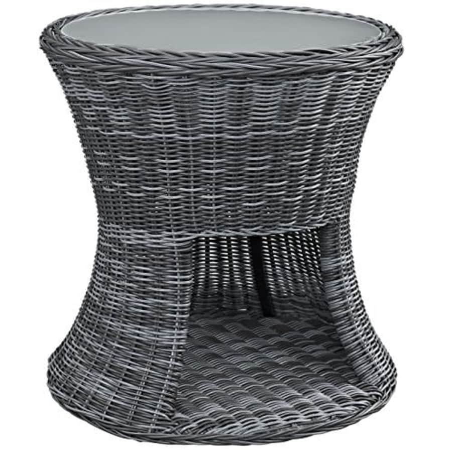 Modway Summon Wicker Rattan Glass Outdoor Patio Round Side End Table in Gray for $320 Modway Summon Wicker Rattan Glass Outdoor Patio Round Side End Table in Gray for $320