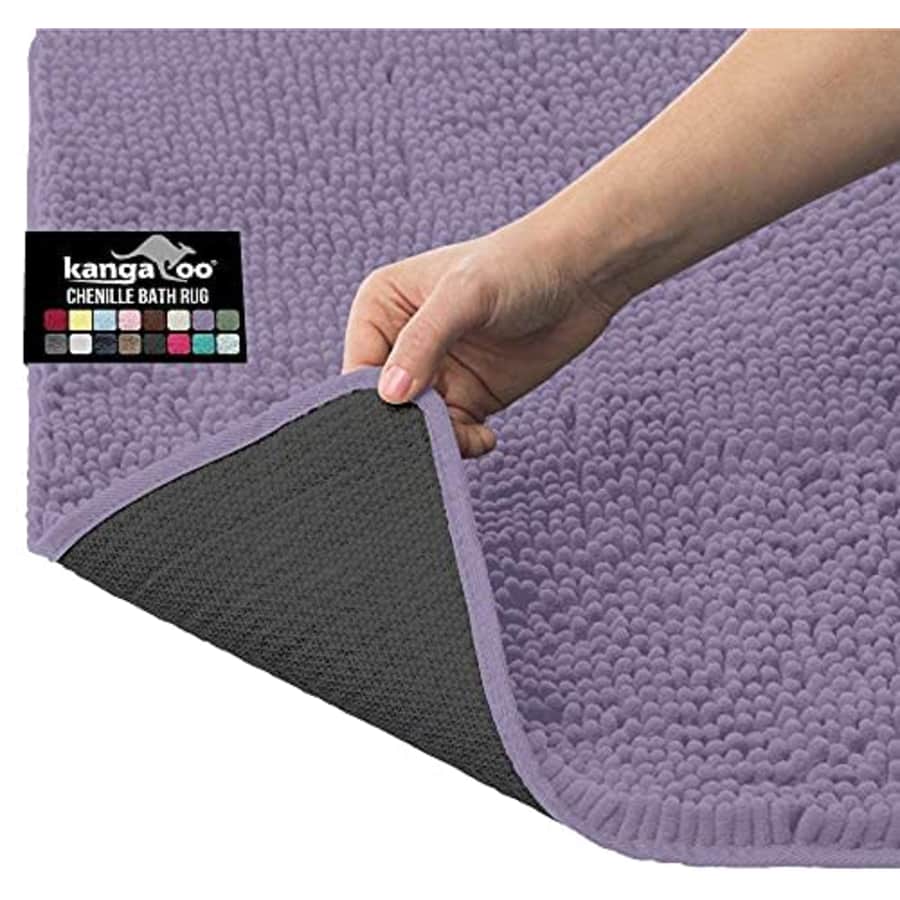 Kangaroo Luxury Chenille Bath Rug, 30x20, Extra Soft and Absorbent Shaggy Bathroom Rugs, Machine for $18