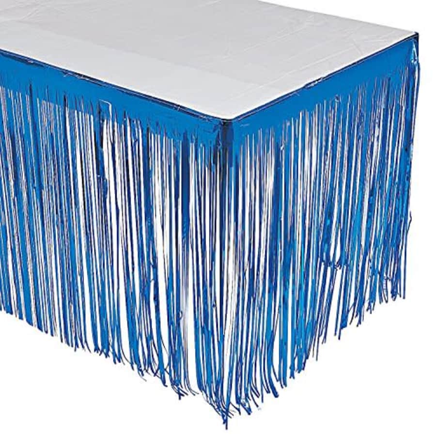 Fun Express BLUE FRINGE TABLESKIRT - Party Supplies - 1 Piece for $7