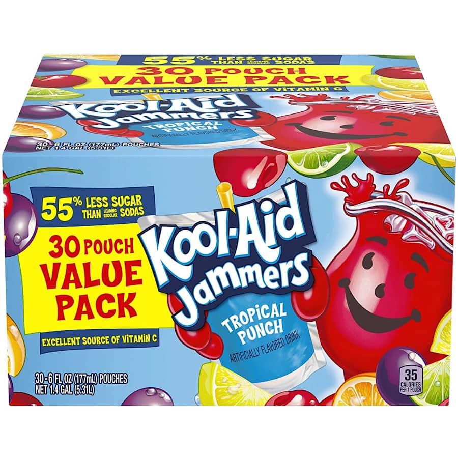 Kool-Aid Jammers Tropical Punch Flavored Juice Drink 30-Pouch Pack for $17