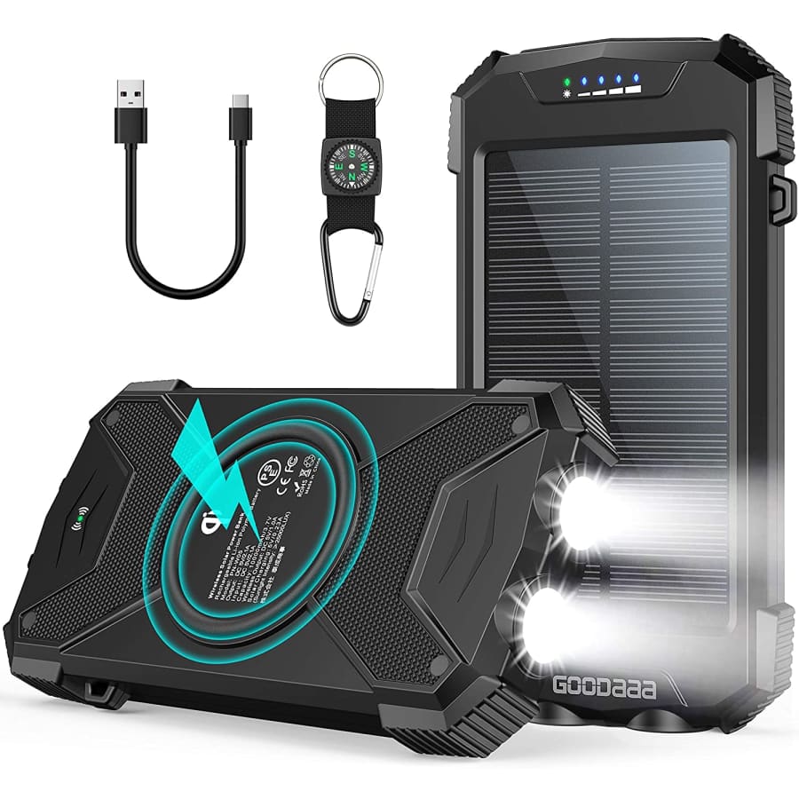 Goodaaa 10,000mAh Solar Power Bank for $23