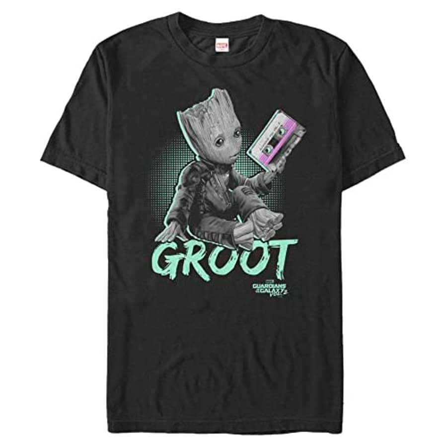 Marvel Big & Tall Neon Baby Groot Men's Tops Short Sleeve Tee Shirt, Black, 4X-Large for $22