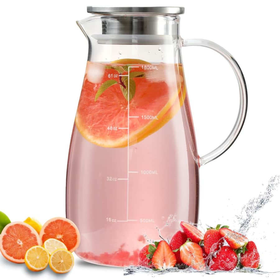 2L Glass Pitcher w/ Lid for $12