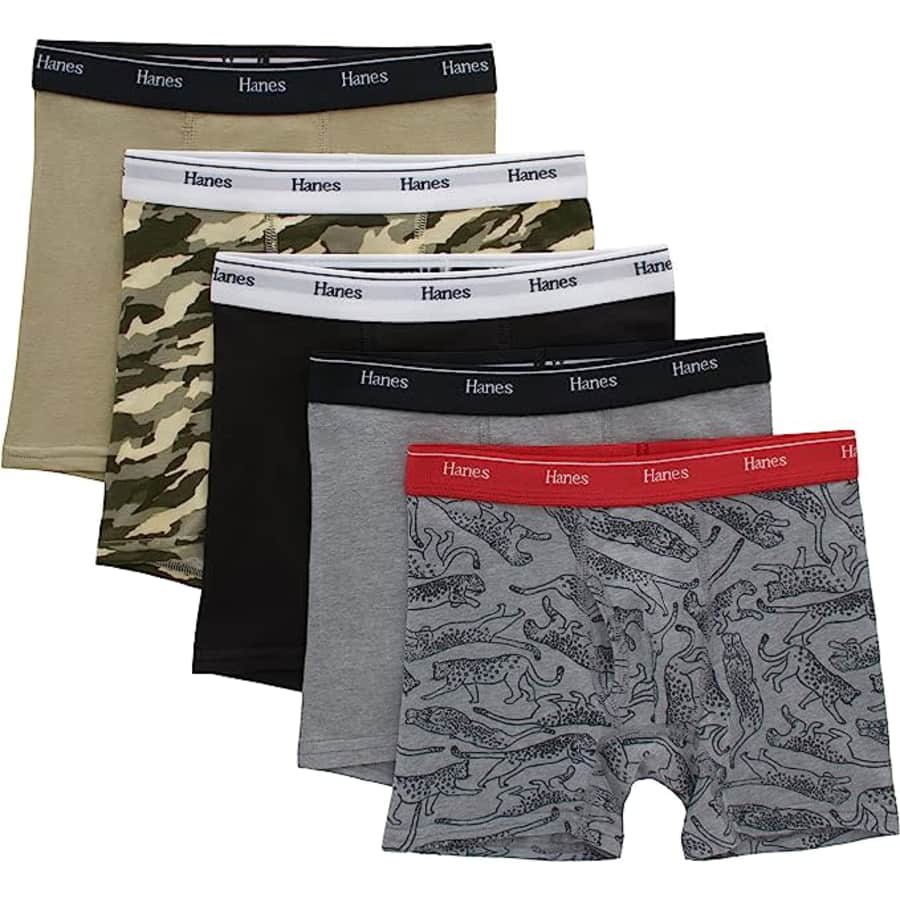 Hanes Originals Boys Boxer Briefs 5-Pack for $7