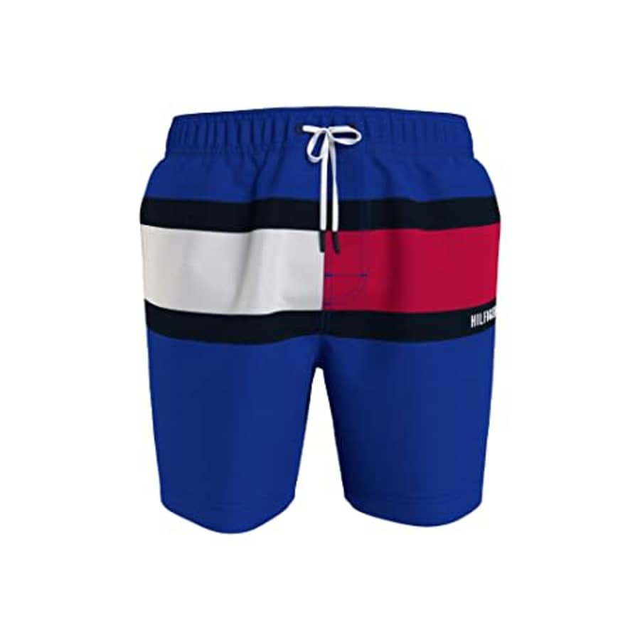 Tommy Hilfiger Men's Big & Tall 7 Logo Swim Trunks with Quick Dry, Royal Blue, XX-Large Tall for $43