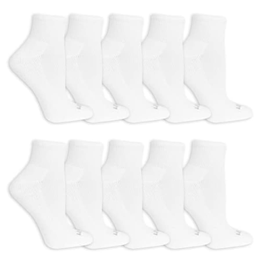 Fruit Of the Loom Women's Everyday Soft Cushioned Ankle Socks (10 Pack), White, 4-10 for $9 Fruit Of the Loom Women's Everyday Soft Cushioned Ankle Socks (10 Pack), White, 4-10 for $9
