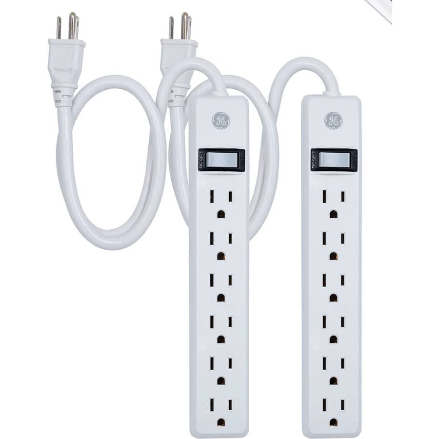 GE 2-Foot 6-Outlet Power Strip 2-Pack for $9