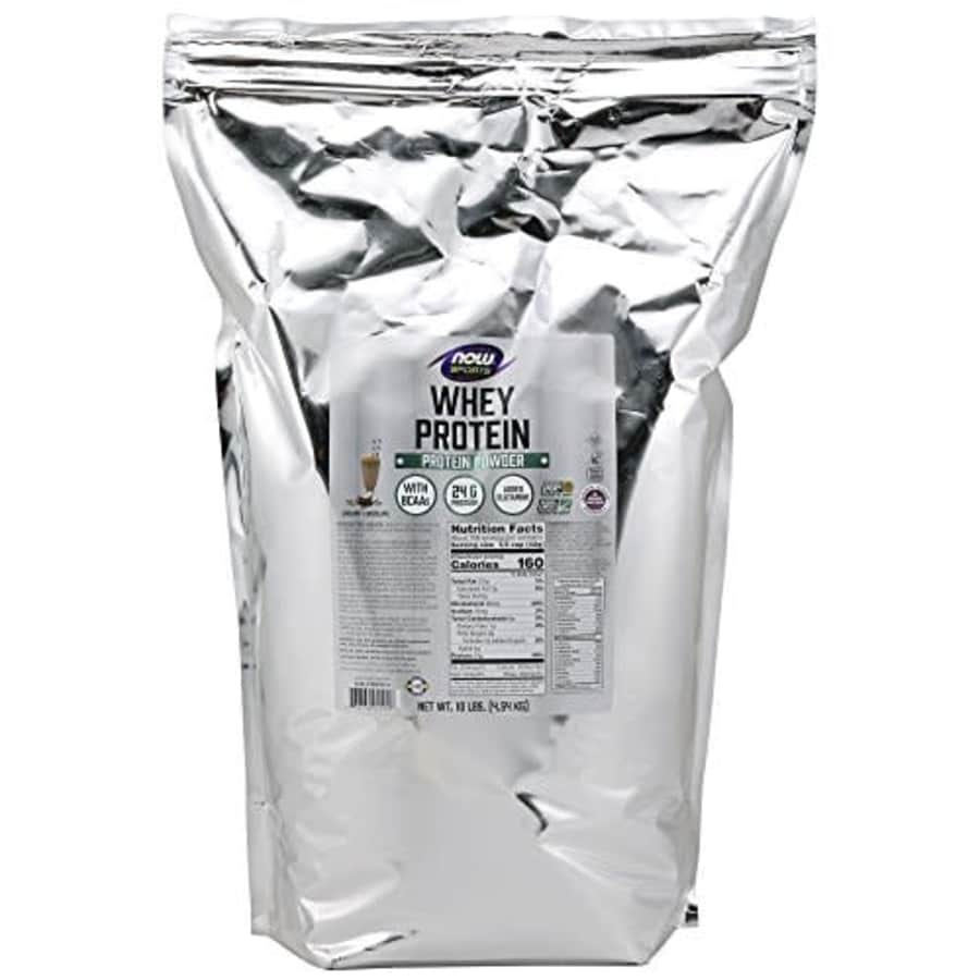 Now Foods NOW Sports Nutrition, Whey Protein, 24 G With BCAAs, Creamy Chocolate Powder, 10-Pound for $100