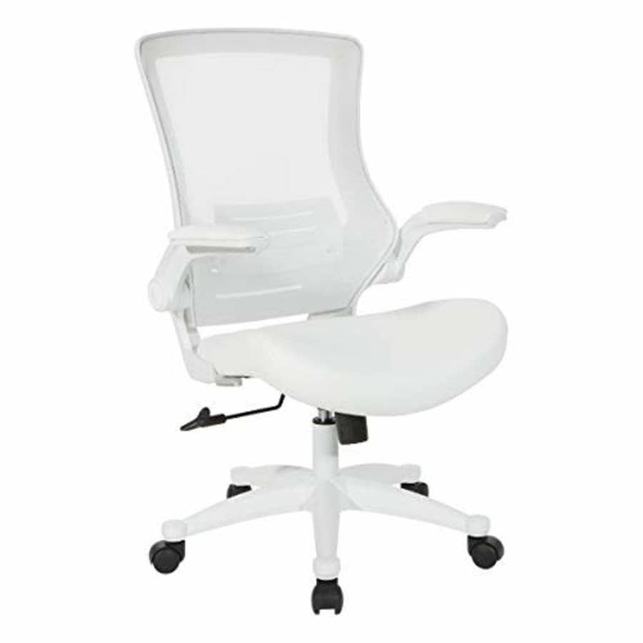 Office Star Screen Back Manager's Chair, White Faux Leather for $178