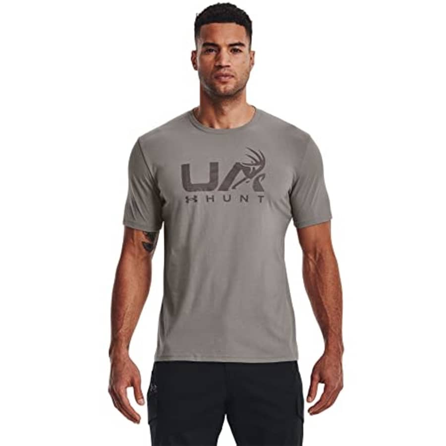 Under Armour Men's Standard Antler Hunt Logo T-Shirt, (294) Pewter / / Fresh Clay, Small for $31