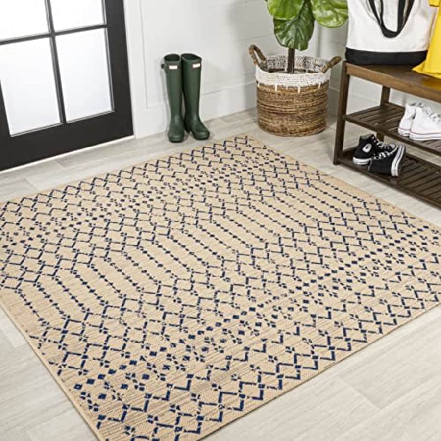 JONATHAN Y SMB108H-5SQ Ourika Moroccan Geometric Textured Weave Indoor Outdoor Area Rug, for $55