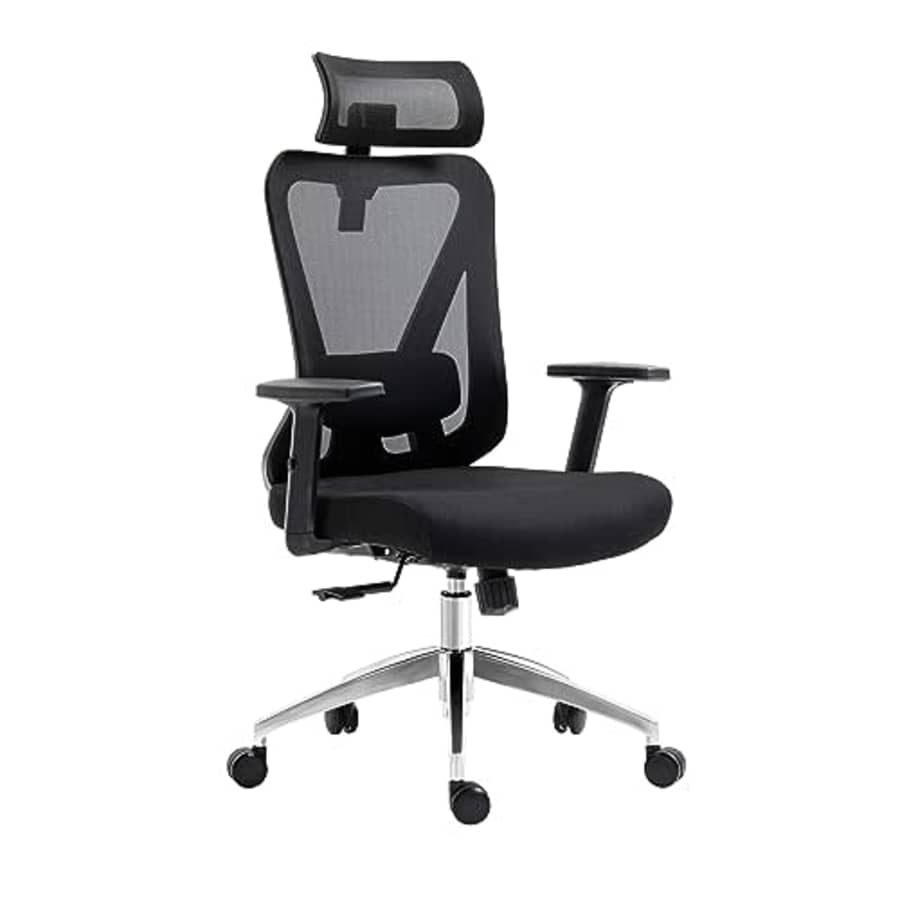 Techni Mobili, Black Truly Ergonomic Mesh Office Chair with Headrest & Lumbar Support for $92
