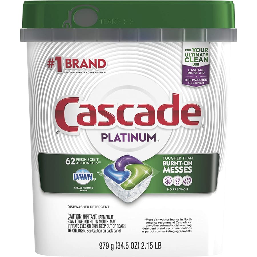 Cascade Platinum ActionPacs Dishwasher Detergent 62-Ct. Tub for $17 Cascade Platinum ActionPacs Dishwasher Detergent 62-Ct. Tub for $17