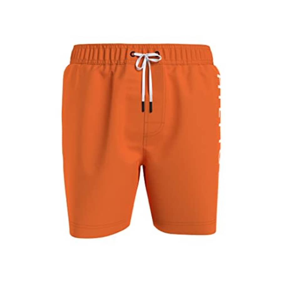 Tommy Hilfiger Men's Big & Tall 7 Logo Swim Trunks with Quick Dry, New Daring Orange, 4X-Large Tall for $40