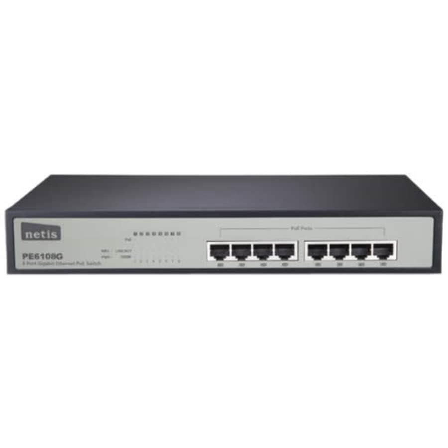 NETIS PE6108G 8 Port Gigabit PoE/POE+, 802.3af/at Compliant 120W POE Budget, Sturdy Metal Desktop, for $60