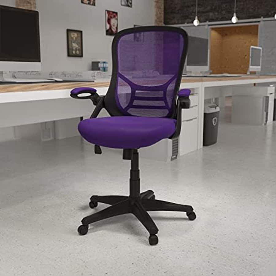 Flash Furniture High Back Purple Mesh Ergonomic Swivel Office Chair with Black Frame and Flip-up for $177 Flash Furniture High Back Purple Mesh Ergonomic Swivel Office Chair with Black Frame and Flip-up for $177