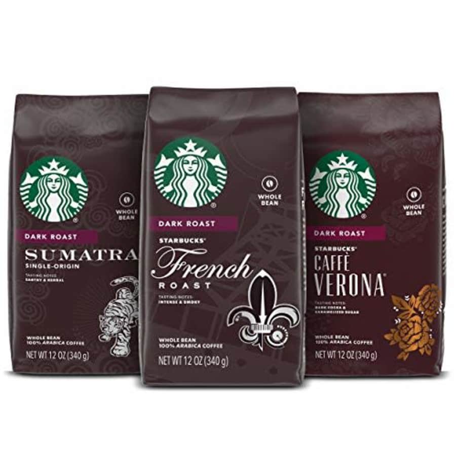 Starbucks Dark Roast Whole Bean Coffee Variety Pack 3 bags (12 oz. each) for $33 Starbucks Dark Roast Whole Bean Coffee Variety Pack 3 bags (12 oz. each) for $33