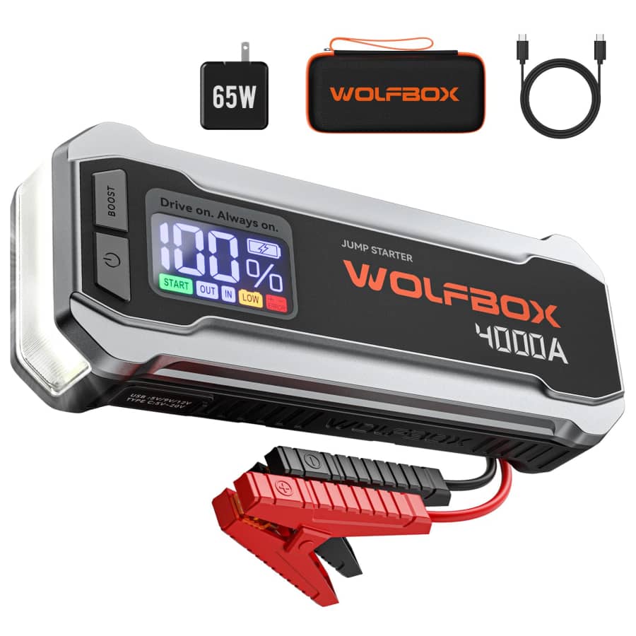 Wolfbox 4,000A 12V Car Jump Starter for $88