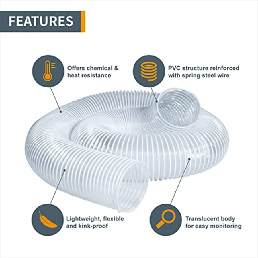 POWERTEC 70240 2-1/2" x 50' PVC Dust Collection Hose for Dust Collector for Woodworking and Shop for $110