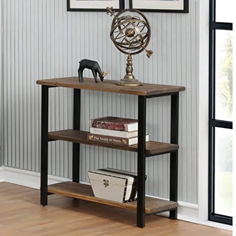 Alaterre Furniture Pomona 31" Tall 2-Tier Solid Wood and Metal Under-Window Bookcase, Rustic for $160 Alaterre Furniture Pomona 31" Tall 2-Tier Solid Wood and Metal Under-Window Bookcase, Rustic for $160