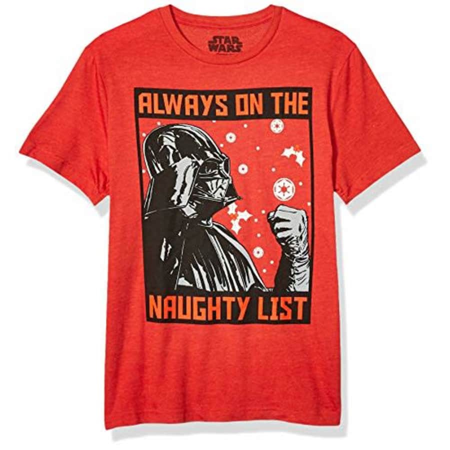 Star Wars Men's Ugly Christmas T-Shirt, Naughty/Red, Medium for $7 Star Wars Men's Ugly Christmas T-Shirt, Naughty/Red, Medium for $7