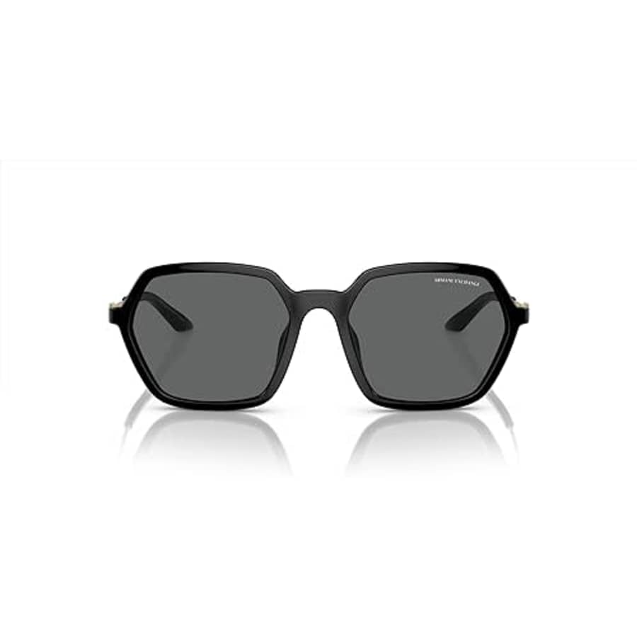A|X ARMANI EXCHANGE Women's AX4139SU Universal Fit Hexagonal Sunglasses, Shiny Black/Dark Grey, 52 for $49