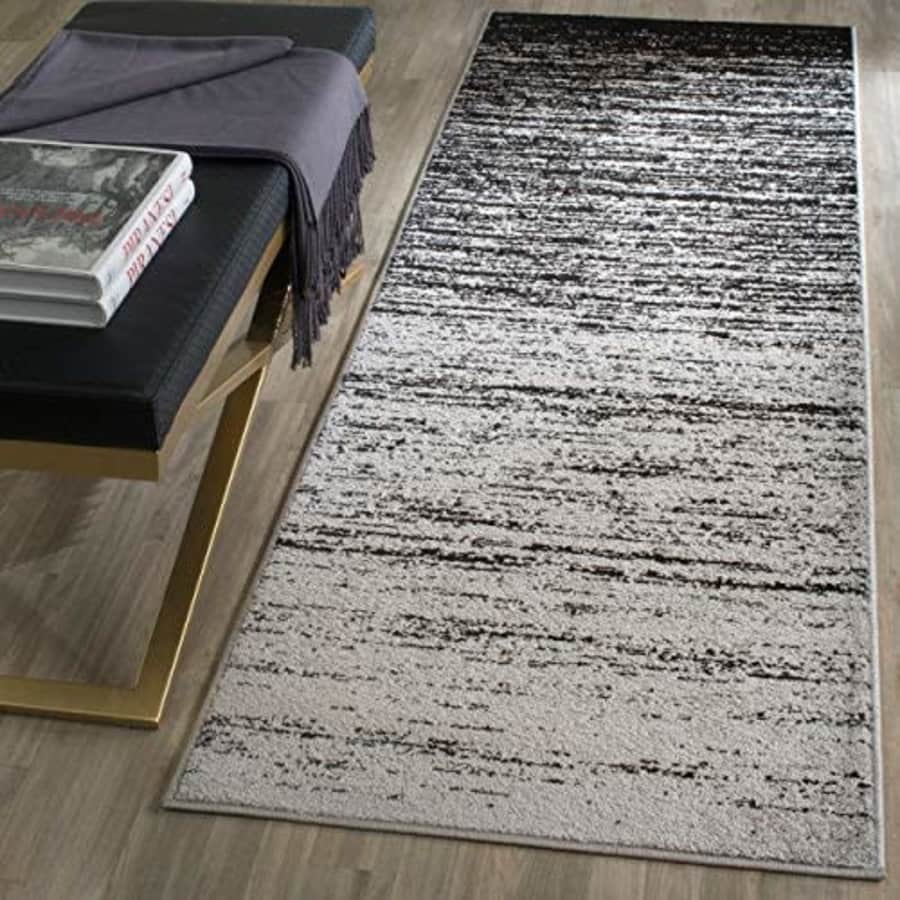 SAFAVIEH Adirondack Collection 2'6" x 8' Silver / Black ADR113A Modern Ombre Non-Shedding Living for $33