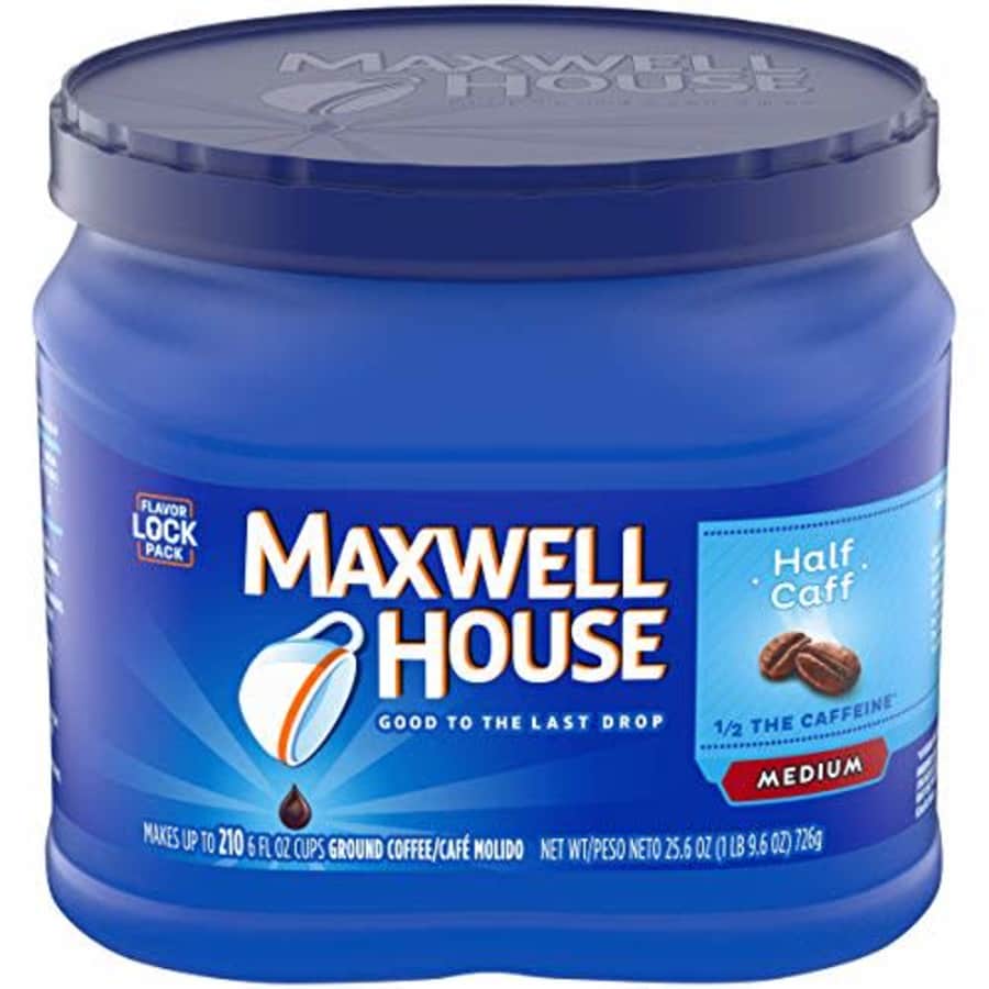 Maxwell House Half Caffeine Ground Coffee (25.6 oz Canister) - 1 for $15