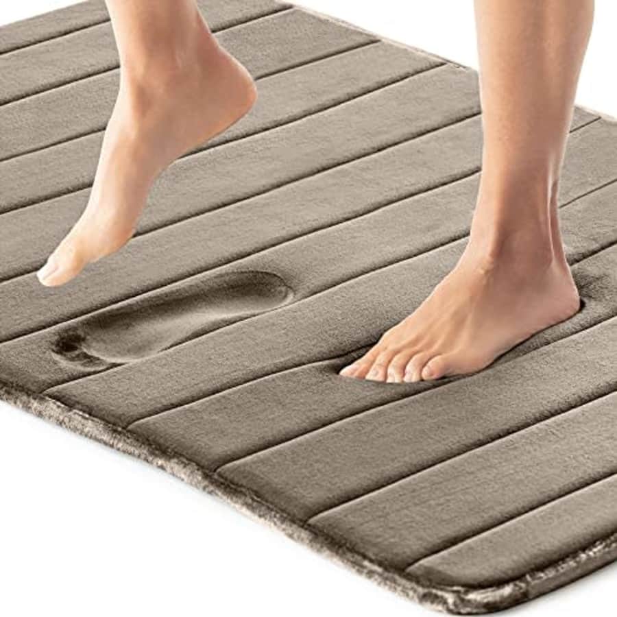 Gorilla Grip Thick Striped Memory Foam Bath Rugs, Soft Absorbent Velvet Bathroom Mats, Dots on for $23