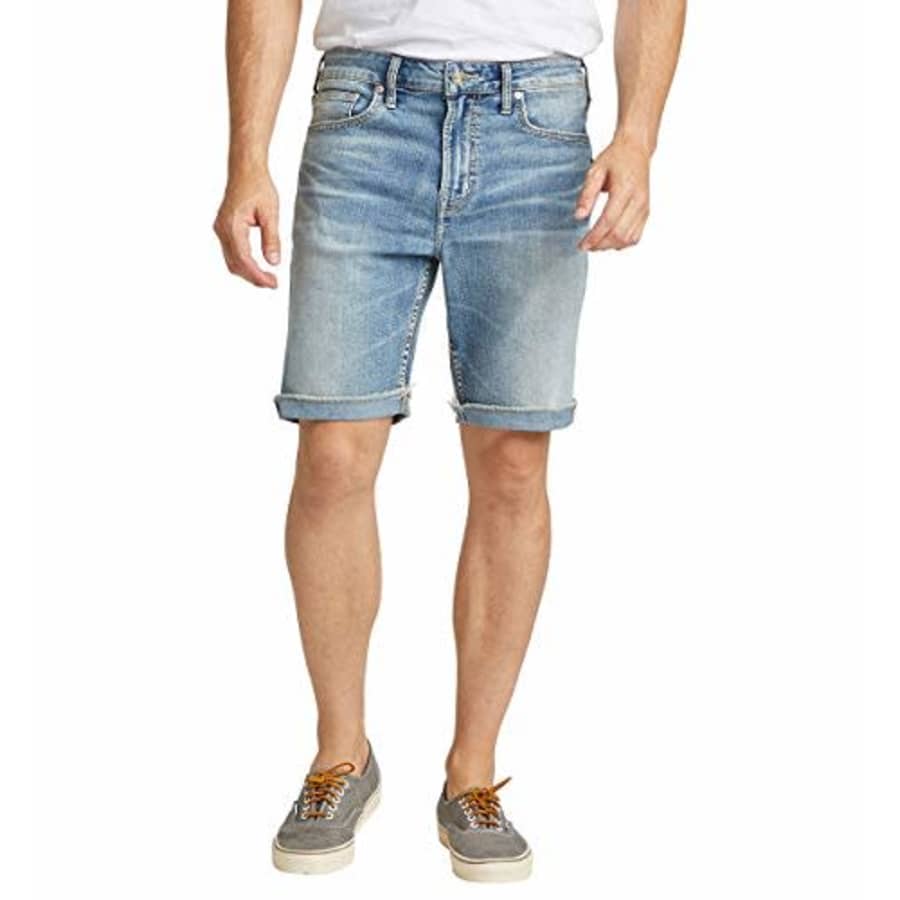 Silver Jeans Co. Men's Allan Classic Fit Shorts, Distressed Medium Wash, 29W for $16