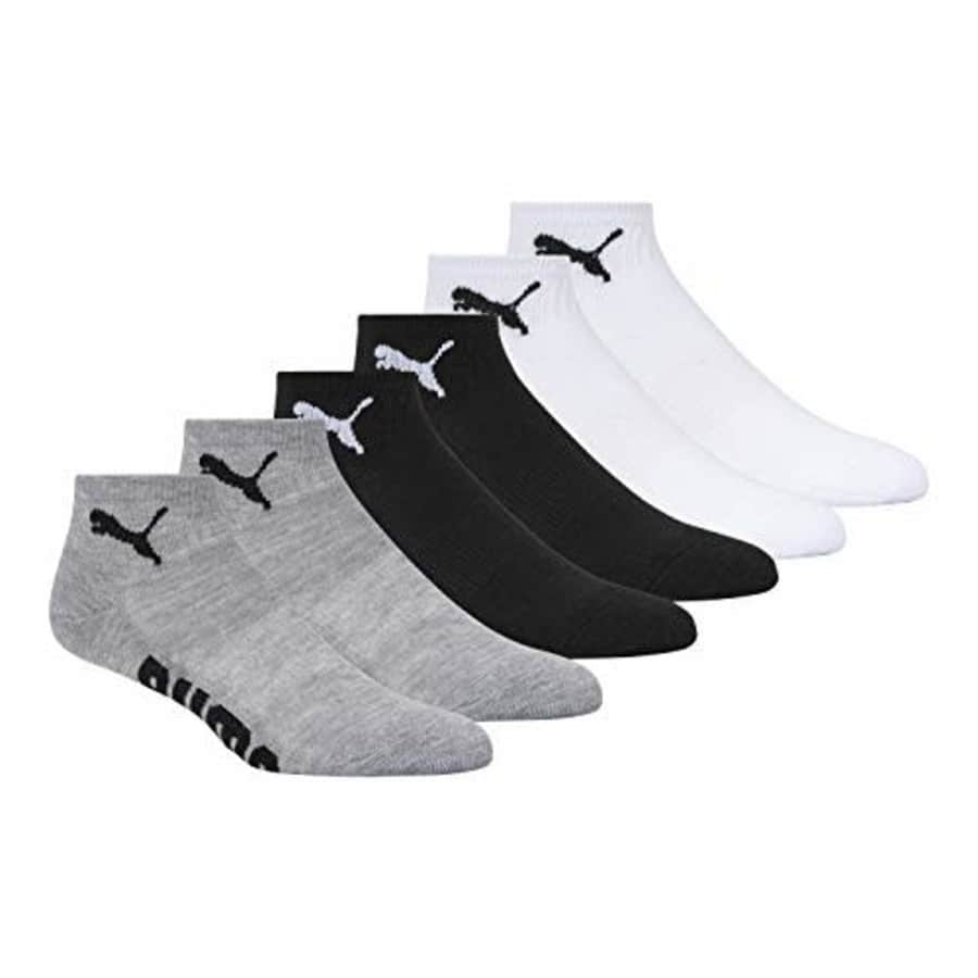 PUMA womens 6 Pack Quarter Crew women s socks, White/Grey/Black Logo, 9 11 US for $18 PUMA womens 6 Pack Quarter Crew women s socks, White/Grey/Black Logo, 9 11 US for $18