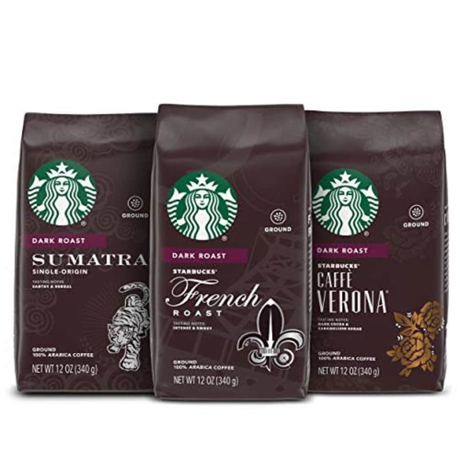 Starbucks Dark Roast Ground Coffee Variety Pack 3 bags (12 oz. each) for $33 Starbucks Dark Roast Ground Coffee Variety Pack 3 bags (12 oz. each) for $33