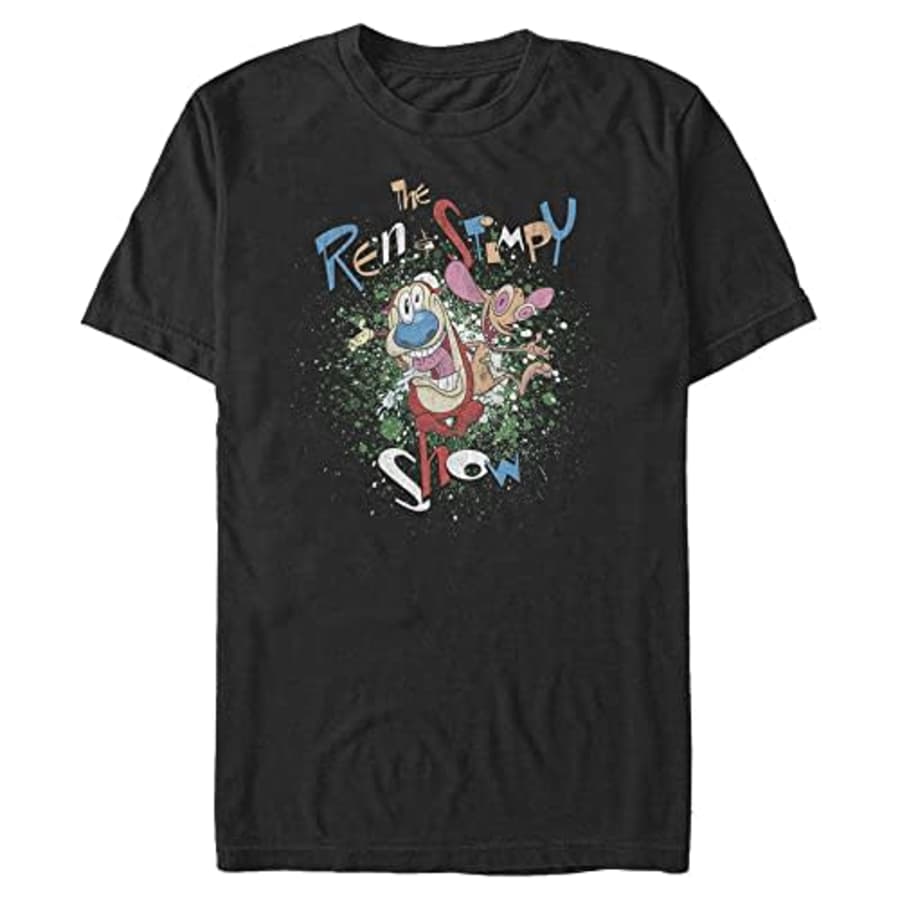Nickelodeon Big & Tall Ren & Stimpy Vintage RS Men's Tops Short Sleeve Tee Shirt, Black, 4X-Large for $20