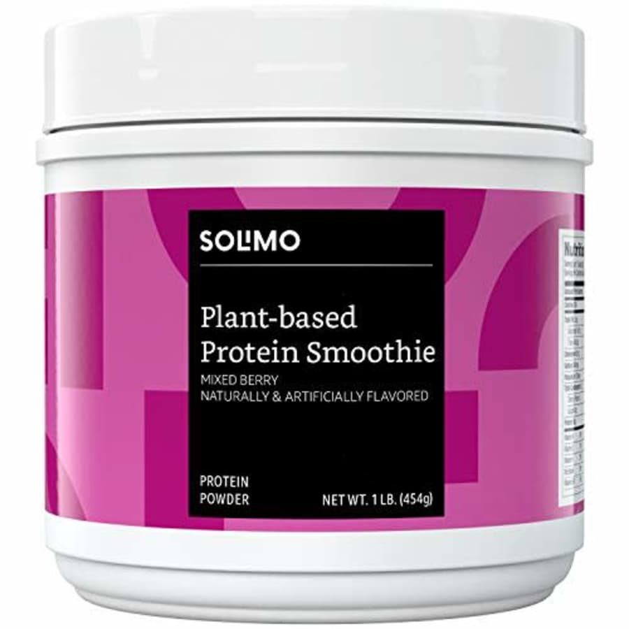 Amazon Brand - Solimo Plant-based Protein Smoothie Powder, Mixed Berry, 1 Pound (13 Servings) for $14 Amazon Brand - Solimo Plant-based Protein Smoothie Powder, Mixed Berry, 1 Pound (13 Servings) for $14