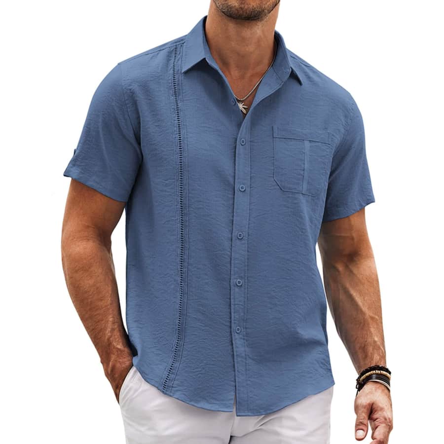 Coofandy Men's Cuban Guayabera Shirt for $8