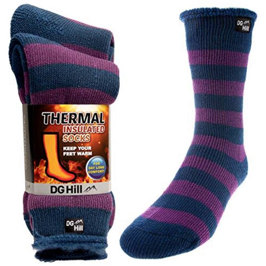 DG Hill 2 Pairs of Mens Thick Heat Trapping Thermal Socks Pack Insulated Warm Winter Crew Sock For for $21 DG Hill 2 Pairs of Mens Thick Heat Trapping Thermal Socks Pack Insulated Warm Winter Crew Sock For for $21