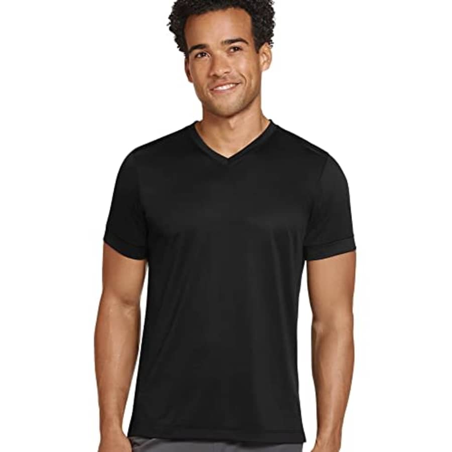 Jockey Men's Activewear Lightweight Performance V-Neck Tee, Black, 3XL for $10
