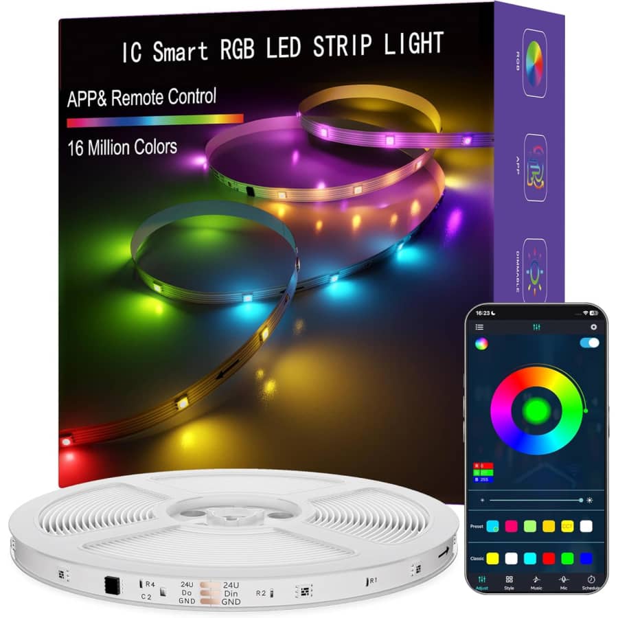 ERBTY 65.6-Foot IC Smart RGB LED Strip Light for $18