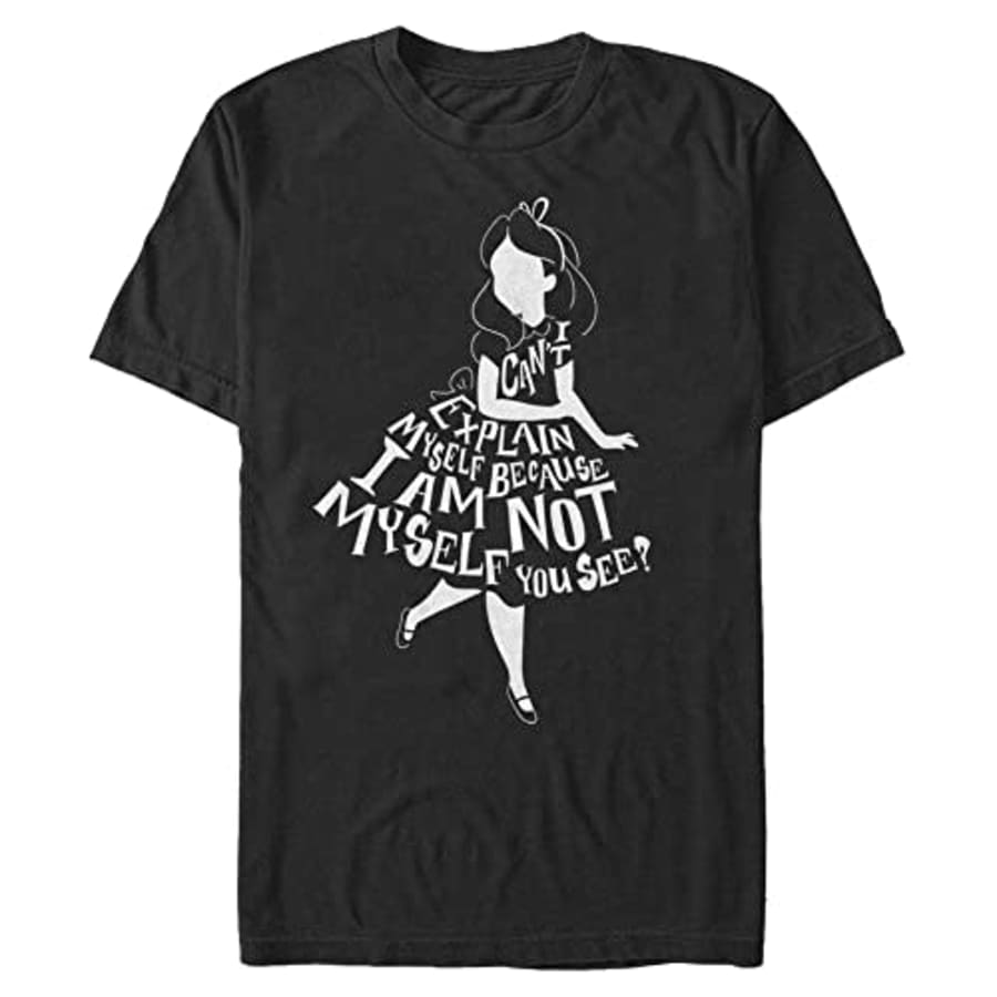 Disney Big & Tall Wonderland Not Alice Men's Tops Short Sleeve Tee Shirt, Black, 4X-Large Tall for $20