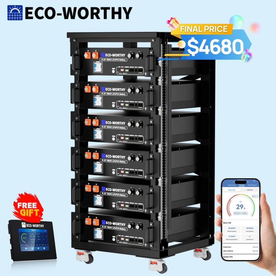 Eco-Worthy 48V 100AH Server Rack Lithium Battery 6-Pack w/ Monitor for $4,680